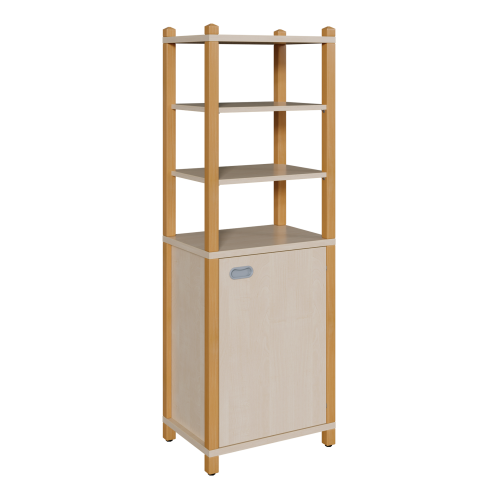 Stollen-Schrank, 1-türig B/H/T: 56x160x40 cm, Schrank mit 4 verstellbaren Einlegeböden bzw. 6 Fächern, oben offenes Regal, Tür öffnet nach rechts