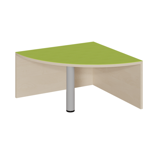 Viertelkreiseck-Podest R 70 cm mit Linoleum-Deckplatte B/H/T: 70x35x70 cm, Bogenbereich offen, mittig mit Stütze