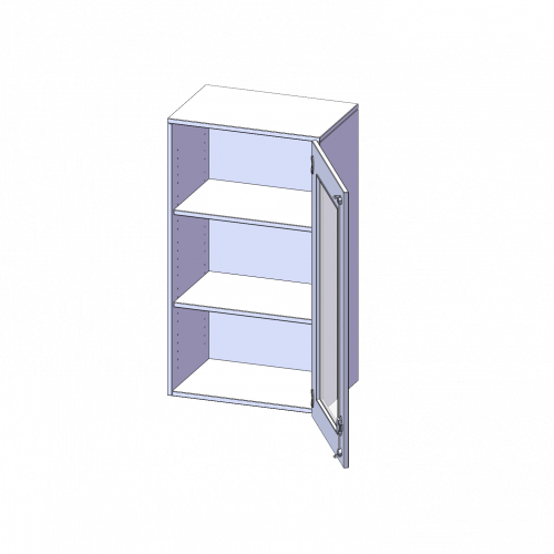 Aufsatzschrank, 3 Ordnerhöhen - Serie evo180 B/H/T: 60x108x40 cm, 1 Tür mit Glaseinsatz, abschließbar, Tür öffnet nach rechts