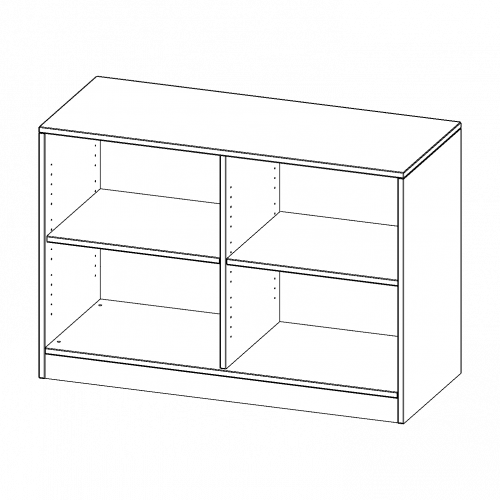 Regal, 2 Ordnerhöhen - Serie evo 180 mit Sockel, B/H/T: 120x82x40 cm, mit Mittelwand