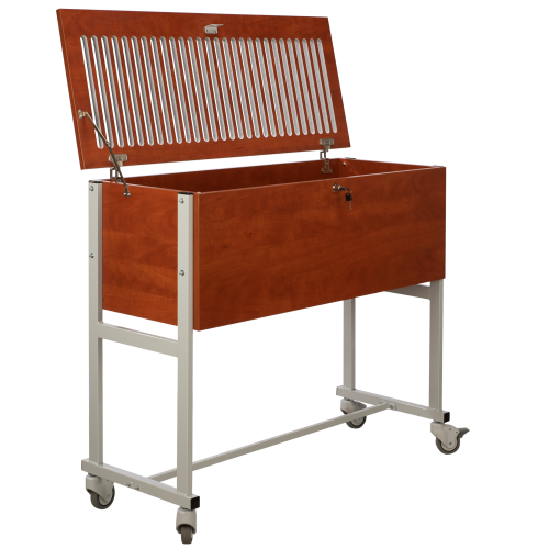 Klassenbuchwagen zur Unterbringung von Klassenbüchern DIN A4, Serie KLW, fahrbar B/H/T: 110x 92x45 cm, 4 Rollen, Deckel mit Einwurfschlitzen, abschließbar, für 28 Bücher