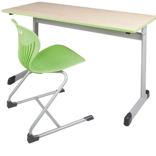 Zweier-Schülertisch 130x65 cm Modell T,  Platte Melamin mit ABS-Kante, Ecken gerundet Tischhöhe: 53 cm