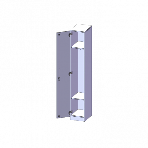 Spind Schrank, 5 Ordnerhöhen - Serie evo180 B/H/T: 30,5x190x40 cm, 1 durchgehende Tür, Tür öffnet links, mit Sockel (81 mm)