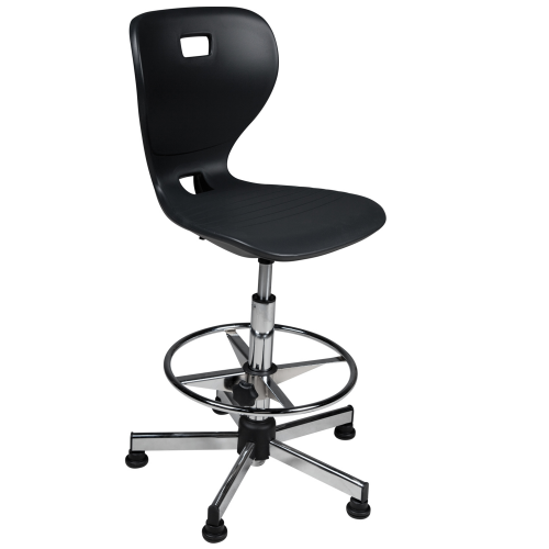 Ergostar Counter Drehstuhl Schulstuhl 2.0 mit Chromfußring Sitzschalenfarbe Blau, höhenverstellbar von 59 - 83 cm