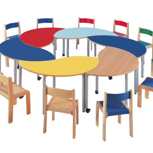 Swing-It STEELY halbrunder Wellentisch Schultisch B/H/T: 120x46x60 cm, kombinierbar mit anderen Tischen der Serie