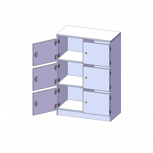 Schließfachschrank, 3 Ordnerhöhen - Serie evo180 B/H/T: 80x118x40 cm, 6 Schließfächer, mit Briefschlitz, mit Sockel (81 mm)