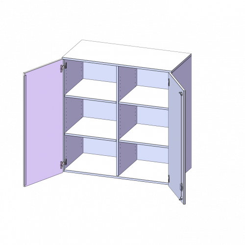 Aufsatzschrank für ErgoTray Serie, 3 Ordnerhöhe - Serie evo180 B/H/T: 138,7x108x50 cm, zwei Türen, mit Mittelwand
