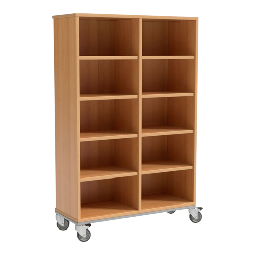 Schrank mit Mittelwand und 10 Fächern B/H/T: 105x161x50 cm, fahrbar