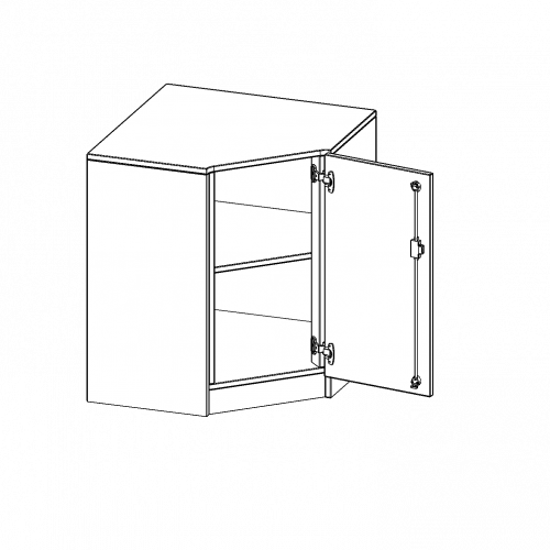 Innenecke als Schrank, 2 Ordnerhöhen - Serie evo180 B/H/T: 70x82x70 cm, Für 40 cm tiefe Schrankwände, Tür öffnet rechts, mit Sockel (81 mm)