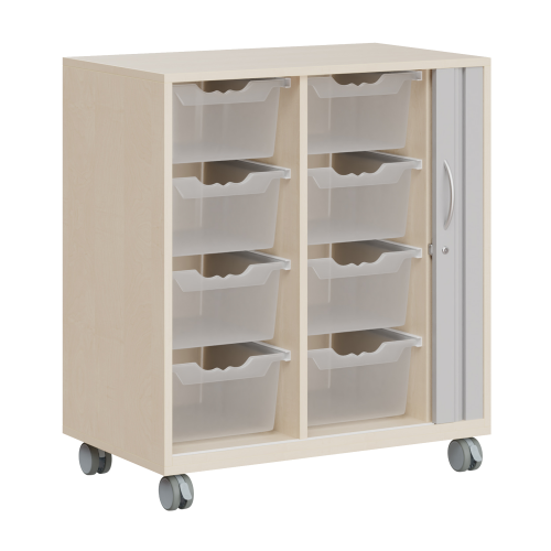 Ergo Tray Sideboard Serie CSRF 2 mit Rollotür B/H/T: 83,7x100x50 cm, auf Rollen, 8 hohe Ergotray-Boxen