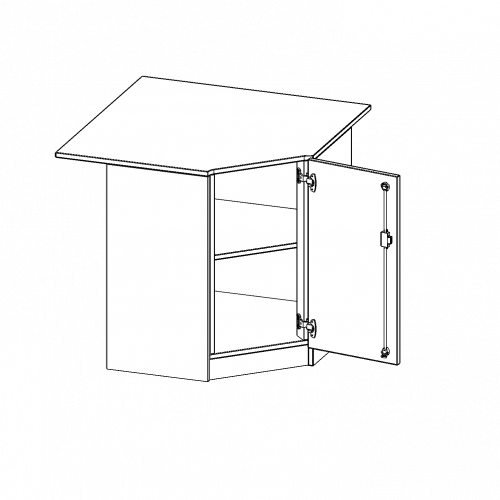 Innenecke als Schrank, 2 Ordnerhöhen - Serie evo180 B/H/T: 90x82x90 cm, Für 60 cm tiefe Schrankwände, Tür öffnet rechts, mit Sockel (81 mm)