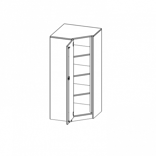 Innenecke als Schrank, 4 Ordnerhöhen - Serie evo180 B/H/T: 70x154x70 cm, Für 40 cm tiefe Schrankwände, Tür öffnet links, mit Sockel (81 mm)