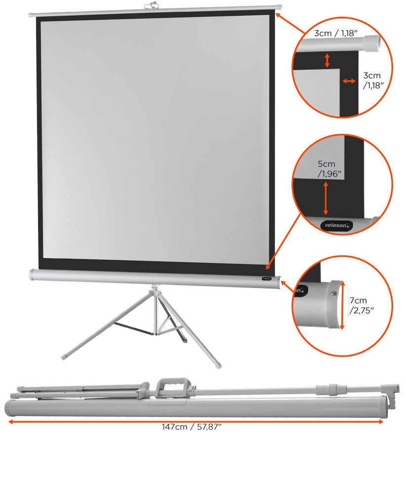 celexon Stativleinwand Economy 133 x 133 cm - White Edition