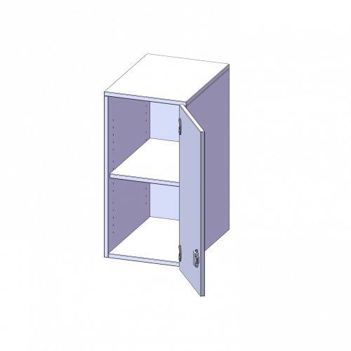 Aufsatzschrank für ErgoTray Serie, 2 Ordnerhöhen - Serie evo180 B/H/T: 36,1x72x60 cm, 1 Tür, Tür öffnet rechts