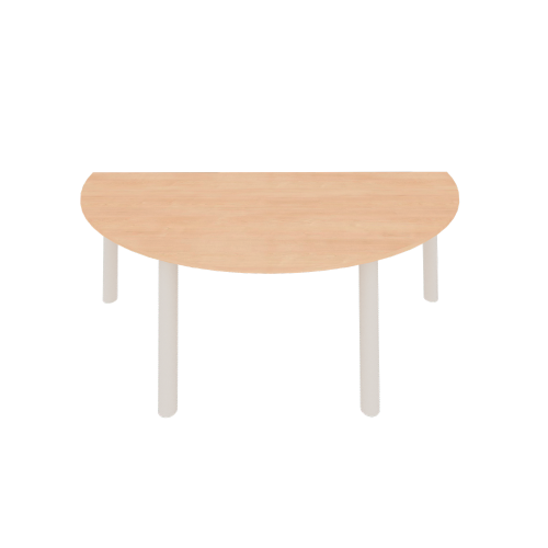 Halbrundtisch mit Melaminplatte Halbrundtisch 140x70 cm, Standfüsse Rundrohr 40 x 2mm, wählbar sind das Dekor, Gestellfarbe und Tischhöhe