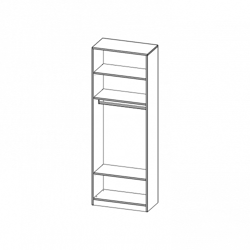 Garderobenregal,  6 Ordnerhöhen - Serie evo180 B/H/T: 80x226x40 cm, mit Garderobenstange, mit Sockel (81 mm)