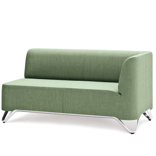 BOXIT 2er Designer Sofa mit Armlehne B/H/T: 131x74x75 cm, Sitzhöhe: 43 cm, Armlehne links, Gestell Weißaluminium, Bezug Kunstleder