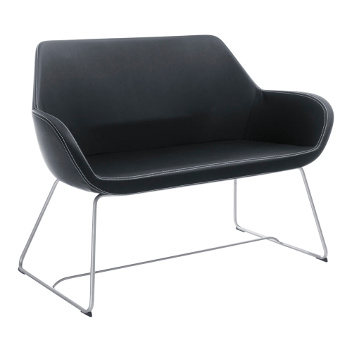 2-Sitzer Nele, mit Kufengestell B/H/T: 117x85x62 cm, Gestellfarbe: Chrom, Bezug wählbar