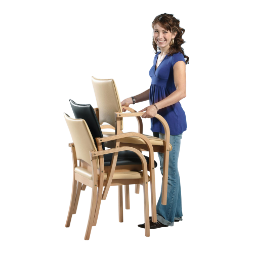 Stuhl EVELINE, mit Armlehnen mit Schichtholzgestell, Höhe: 85 cm, Sitzhöhe: 46 cm