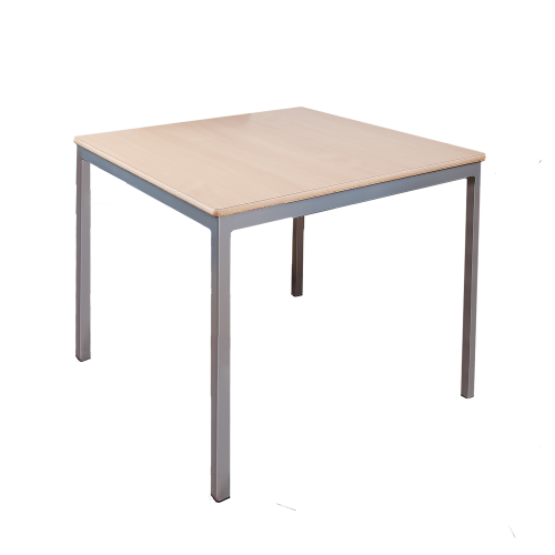 Quadratischer Tisch, Platte mit Schichtstoff B/T: 80 x 80 cm, wählbare Tischhöhe, Gestell Stahlquadratrohr 30x30