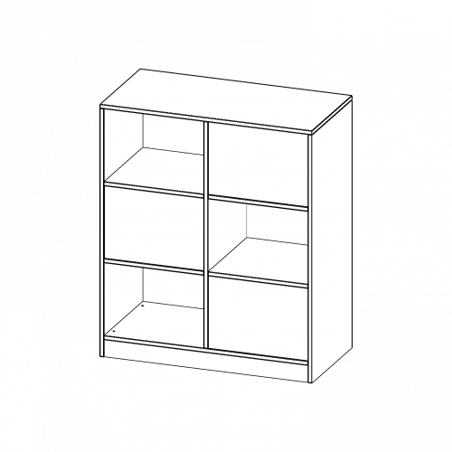Raumteiler Regal, 3 Ordnerhöhen - Serie evo180 B/H/T: 100x118x50 cm, 6 Fächer, wechselseitig angeordnet, mit Sockel (81 mm)