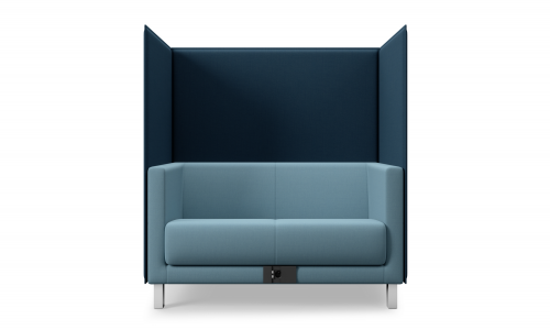Sit!Box - Privacy 2er Sofa mit Armlehne, 4-Fuß Gestell in chrom, Breite 127 cm, Höhe 140 cm, Tiefe 70 cm