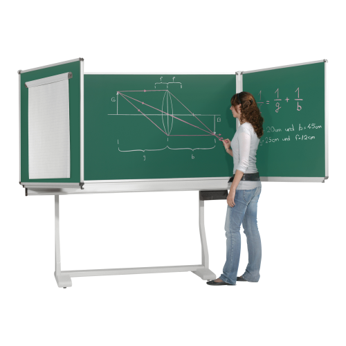 Federzugtafel aus Premium Stahlemaille, grün MF: 200x100 cm, FF: 100x100 cm, freistehend