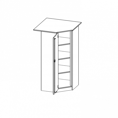 Innenecke als Schrank, 4 Ordnerhöhen - Serie evo180 B/H/T: 90x154x90 cm, Für 60 cm tiefe Schrankwände, Tür öffnet links, mit Sockel (81 mm)