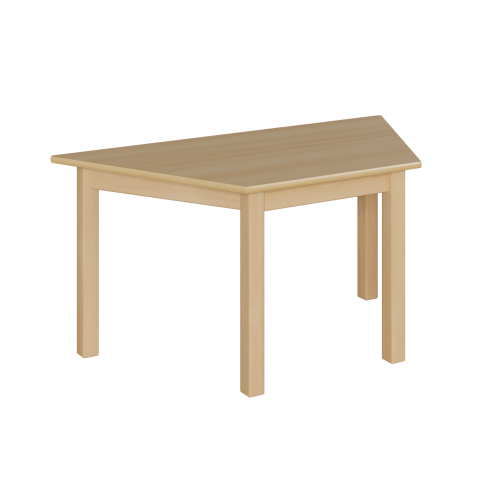 Trapeztisch mit Massivholzgestell und Schichtstoffplatte B/T: 140x70 cm, in 7 Tischhöhen lieferbar