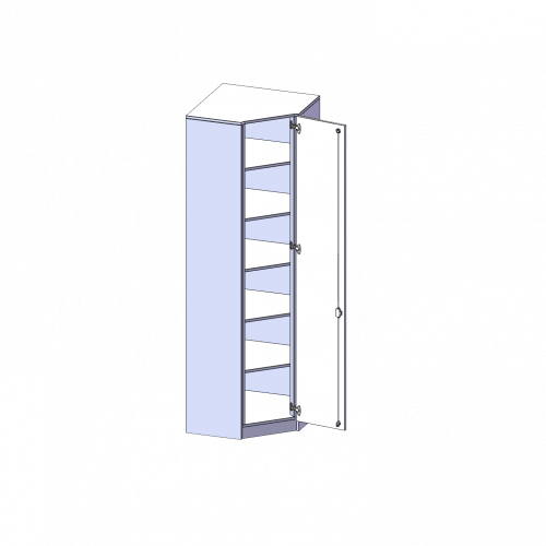 Innenecke als Schrank, 6 Ordnerhöhen - Serie evo180 B/H/T: 70x226x70 cm, Für 40 cm tiefe Schrankwände, Tür öffnet rechts, mit Sockel (81 mm)