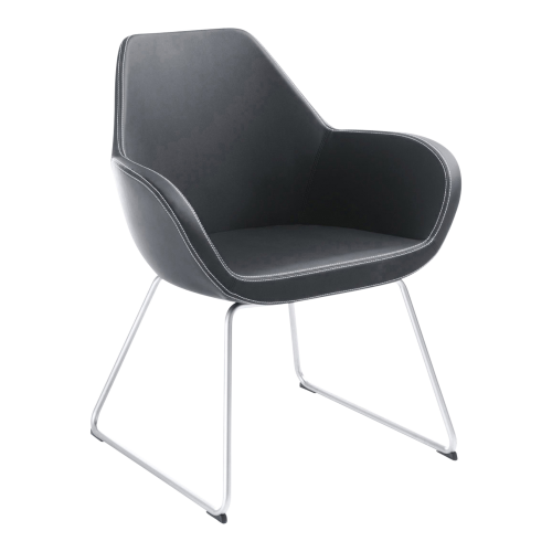 1-Sitzer Stuhl Nele, mit Kufengestell B/H/T: 67x85x62 cm, Gestellfarbe: Weißaluminium, Bezug wählbar
