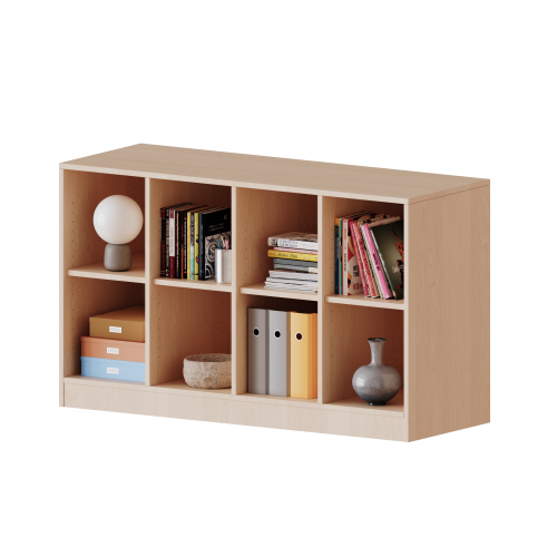 Regal, vierreihig, 2 Ordnerhöhen - evo180 Serie B/H/T: 138,7x82x40 cm, mit Möbelstellfüßen, ohne Boxen, 4 Einlegeböden