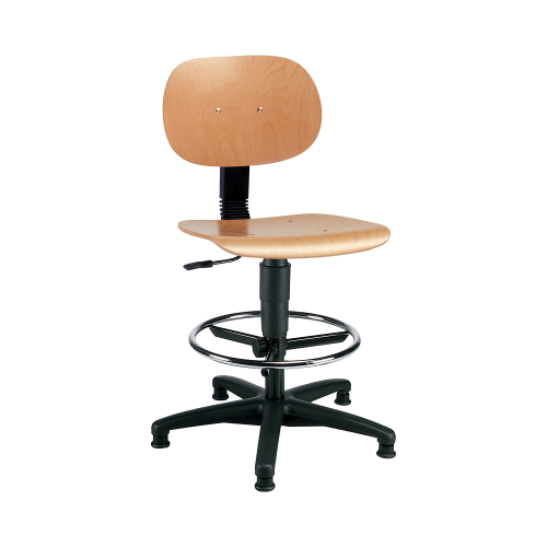 Drehstuhl MAJA mit Gaslift-Counter, feststehend Sitzhöhe: 42-55 cm, Sitz und Lehne: Sperrholz natur