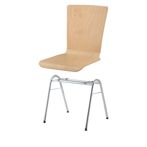 Stapelstuhl mit Schale "Paris" und Chromgestell Sitzhöhe: 46 cm, Sitzschale Paris mit Gestell "New York", verchromt