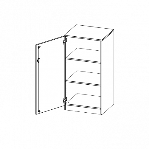 Schrank, 3 Ordnerhöhen - Serie evo180 B/H/T: 60x118x40 cm, 1 Tür, abschließbar, Tür öffnet nach links, mit Sockel (81 mm)