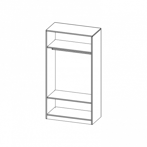 Garderobenregal,  5 Ordnerhöhen - Serie evo180 B/H/T: 100x190x50 cm, mit Garderobenstange, mit Sockel (81 mm)