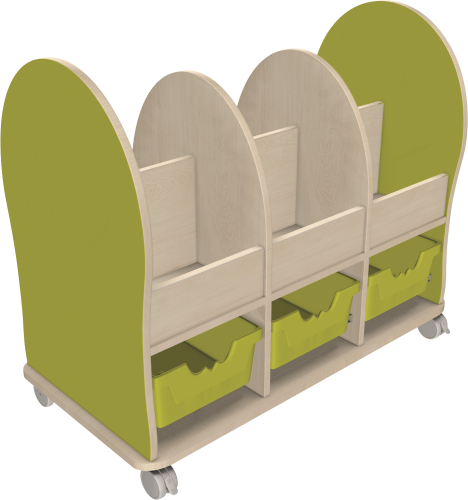 Leseratte Midi mit 6 offenen Fächern und 3 Ergo Tray Boxen C2 Mit 3 x Ergo Tray Boxen C2 in blau