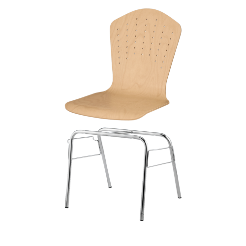 Stapelstuhl mit Schale "London" und Chromgestell Sitzhöhe: 46 cm, Sitzschale London mit Gestell "Phoenix AL", verchromt