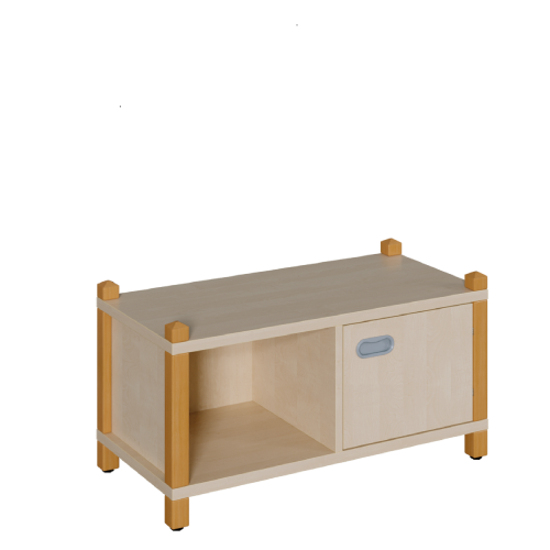 Stollen-Schrank mit einseitiger Tür und offenem Fach B/H/T: 82x40x40 cm, Tür rechts und Fach auf linker Seite