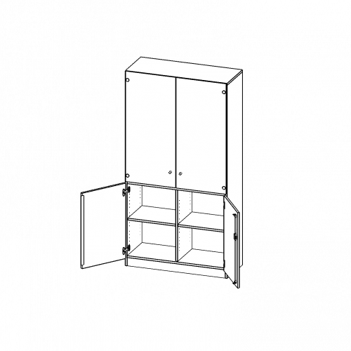 Schrank, 5 Ordnerhöhen, unten Türen (3 OH), oben Vitrinentüren (2 OH) - Serie evo180 B/H/T: 100x190x50 cm, 2 geschlossene und 2 Glastüren, abschließbar, mit Sockel (81 mm)