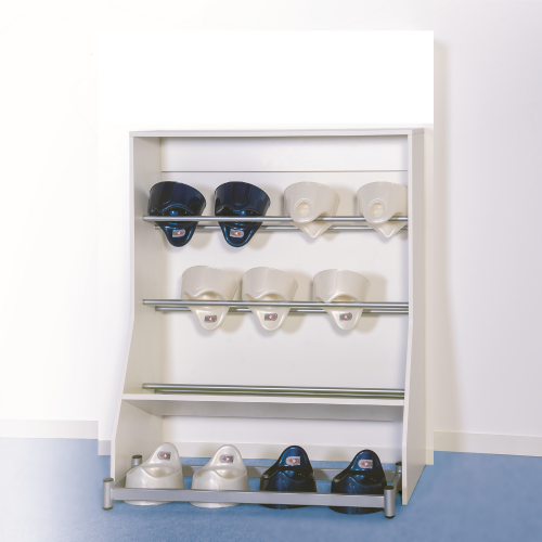 Lagerregal für Töpfchen B/H/T: 120x135x50 cm, für bis zu 12 Töpfchen, Stahlgestell mit RAL-Farbe 9006 (weißaluminium)