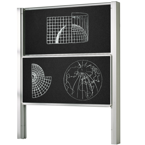 Zweiflächige Pylonentafel Schultafel aus Premium Stahlemaille, Serie PY2 E B/H: 200x100 cm, schwarz