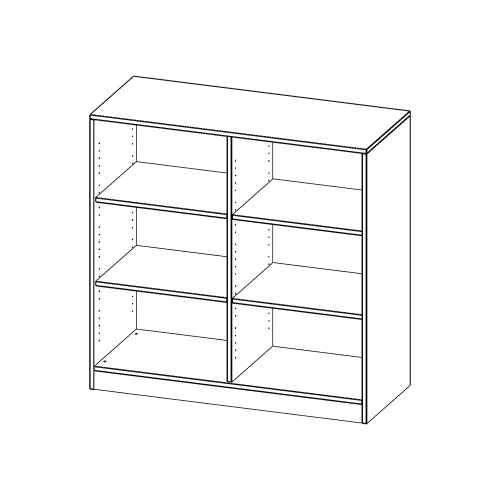 Regal, 3 Ordnerhöhen - Serie evo 180 mit Sockel, B/H/T: 120x118x50 cm, mit Mittelwand