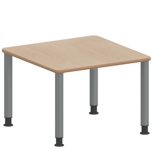 Tisch ZALOTTI mit Schichtstoff-Belag Quadrattisch, B/H/T: 60x41x60 cm, Stahlrohrbeine Ø 60 mm, Fußvariante: höhenverstellbar (41/55 cm), Tischbeine mit RAL-Farbe 9006 (weißaluminium)