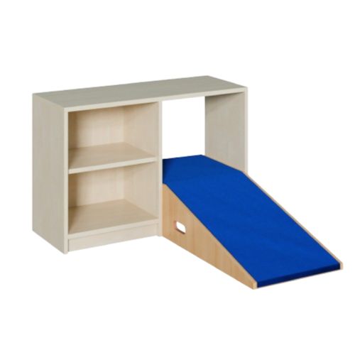 Durchkrabbelregal 3 B/H/T: 102x80x40/196 cm, mit 2 Rampen und Regal links, 1 Einlegeboden