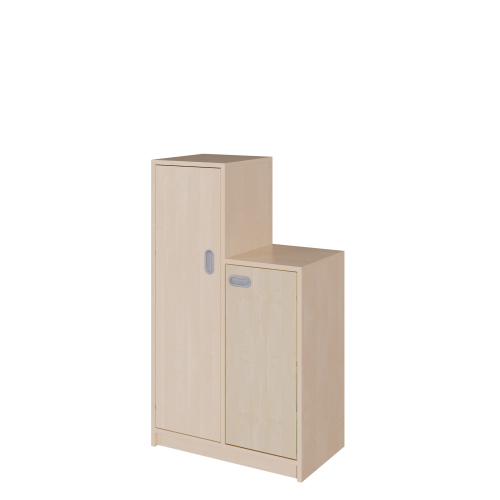 Korpus-Schrank "SideStep", beidseitig Türen B/H/T: 70,5x80/120x40 cm, mit stufenartiger Kontur, hohe Seite links