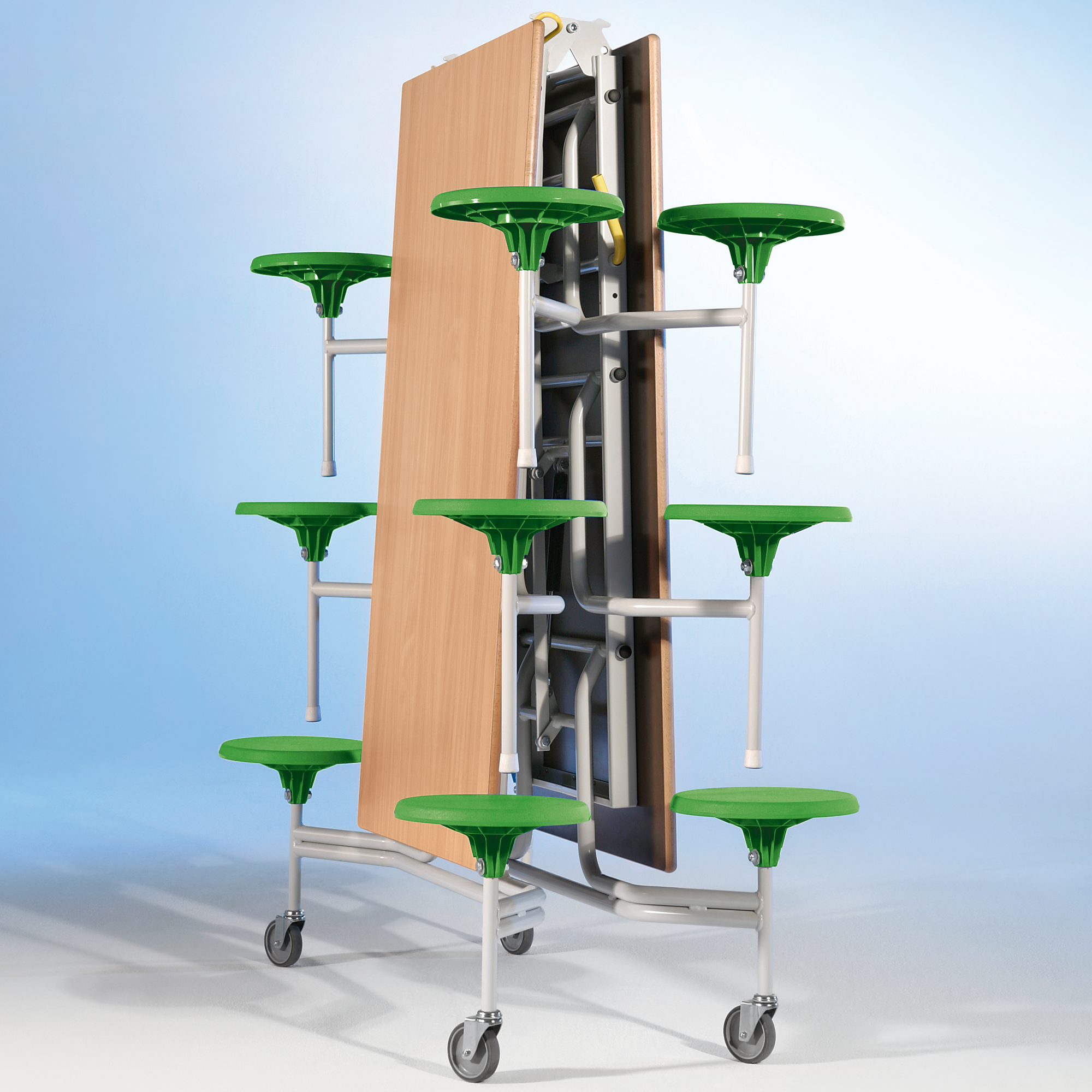 Spaceflex 2.0 Klapptisch mit integrierten Stühlen, rechteckig, Schichtstoffplatte 12 Sitze Farbe Grün, Sitzhöhe 41 cm