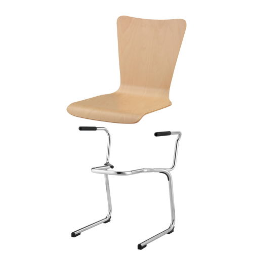 Stapelstuhl mit Schale "Madrid" und Chromgestell Sitzhöhe: 46 cm, Sitzschale Madrid mit Gestell "Detroit AL" mit Armlehnen, verchromt