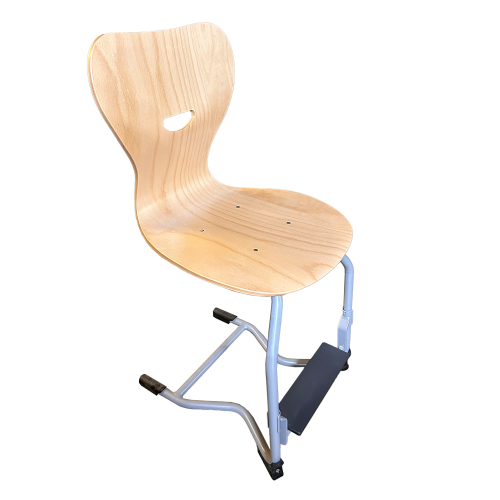 Fußrastenstuhl, Schülerstuhl mit Sperrholzschale Sitzhöhe 51 cm, große Schale, Schulstuhl mit verstellbarer Fußraste von 38 bis 51 cm
