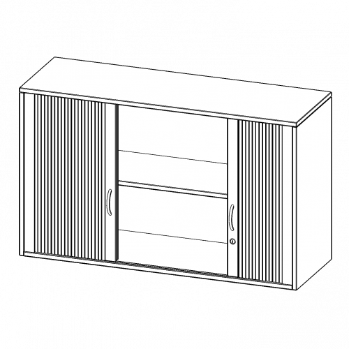 Aufsatzschrank mit Rollo, 2 Ordnerhöhen - Serie evo180 B/H/T: 100x72x50 cm, Querrollladen, abschließbar